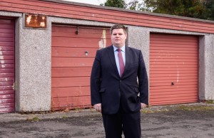 Richard Cairns pictured at the site of firework disturbances in Ballycraigy estate